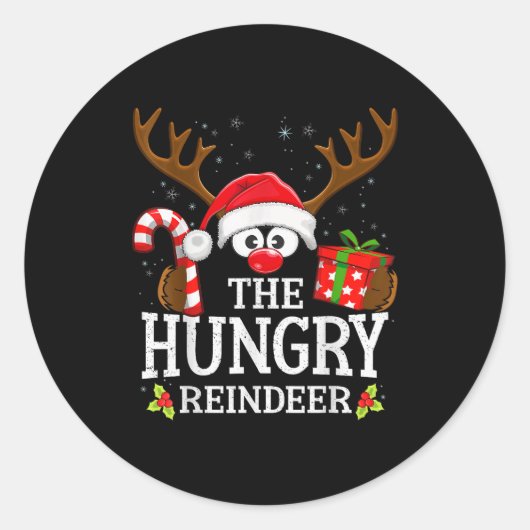 Christmas Matching The Hungry Reindeer Family Runder Aufkleber (Vorderseite)