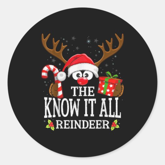 Christmas Matching The Know It All Reindeer Family Runder Aufkleber (Vorderseite)