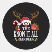 Christmas Matching The Know It All Reindeer Family Runder Aufkleber (Vorderseite)