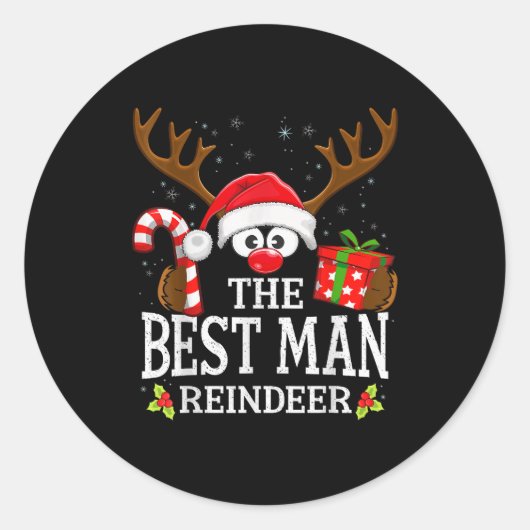 Christmas Matching The Man Reindeer Family Runder Aufkleber (Vorderseite)