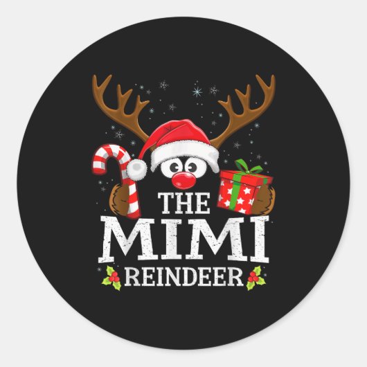 Christmas Matching The Mimi Reindeer Family  Runder Aufkleber (Vorderseite)