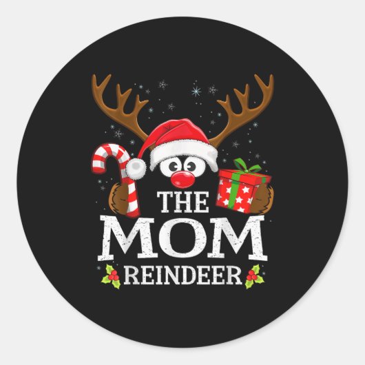Christmas Matching The Mom Reindeer Family Runder Aufkleber (Vorderseite)