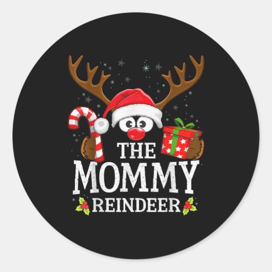 Christmas Matching The Mommy Reindeer Family Runder Aufkleber (Vorderseite)