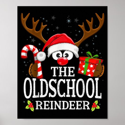 Christmas Matching The Oldschool Reindeer Family Poster (Vorne)