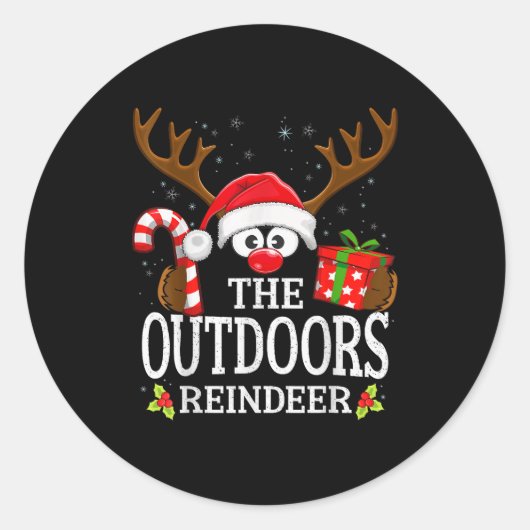 Christmas Matching The Outdoors Reindeer Family  Runder Aufkleber (Vorderseite)