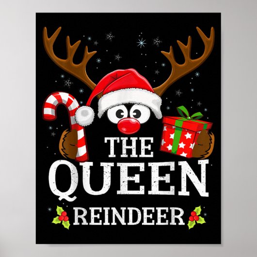 Christmas Matching The Queen Reindeer Family Poster (Vorne)