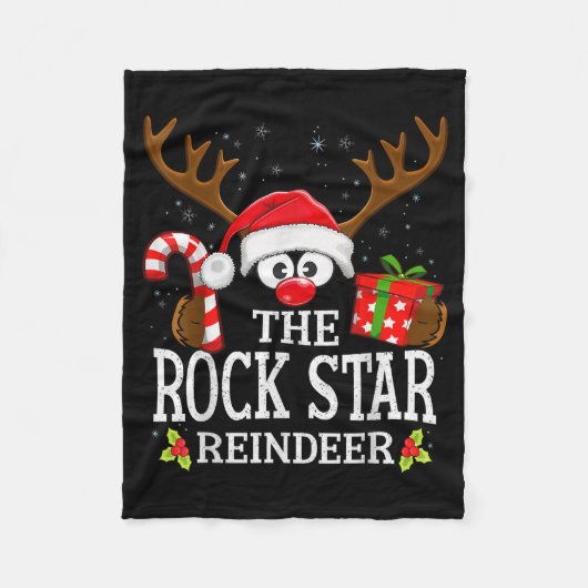 Christmas Matching The Rock Star Reindeer Family Fleecedecke (Vorderseite)