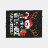 Christmas Matching The Writing Music Reindeer Fami Fleecedecke (Vorderseite (Horizontal))