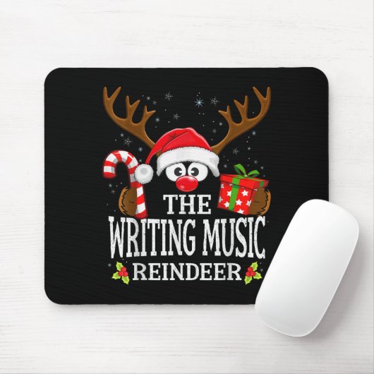 Christmas Matching The Writing Music Reindeer Fami Mousepad (Mit Mouse)