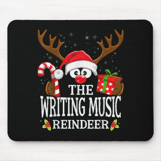 Christmas Matching The Writing Music Reindeer Fami Mousepad (Vorne)