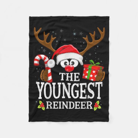 Christmas Matching The Youngest Reindeer Family , Fleecedecke (Vorderseite)
