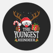 Christmas Matching The Youngest Reindeer Family , Runder Aufkleber (Vorderseite)