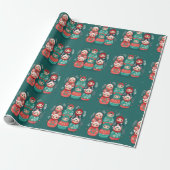 Christmas Matryoshka Nesting Doll Wrapping Paper Geschenkpapier (Ungerollt)