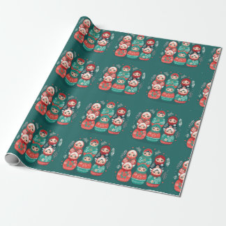Christmas Matryoshka Nesting Doll Wrapping Paper Geschenkpapier