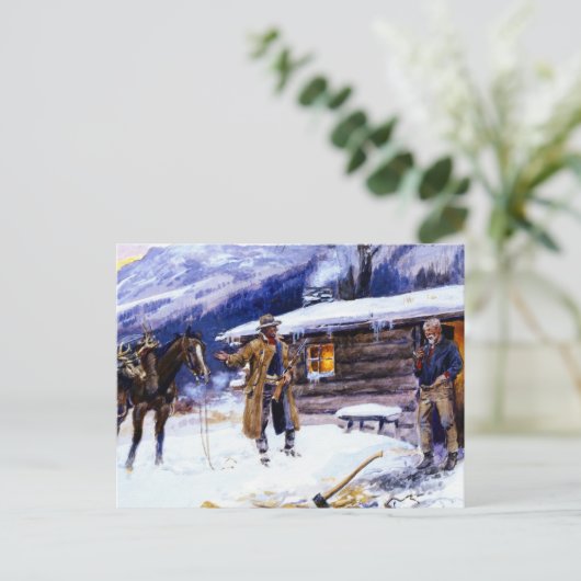 "Christmas Meat" von Charles M Russell Postkarte (Stehend Vorderseite)