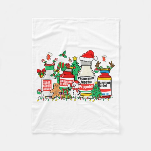 Christmas Medication Bottles Funny Nurse Humor Fleecedecke (Vorderseite)
