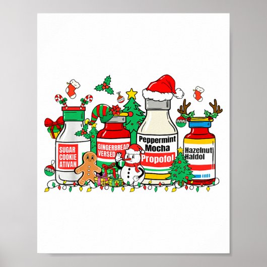 Christmas Medication Bottles Funny Nurse Humor  Poster (Vorne)
