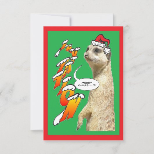 Christmas Meerkat Einladung Green X-Mas (Vorderseite)