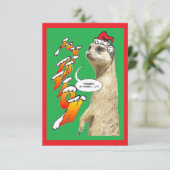 Christmas Meerkat Einladung Green X-Mas (Stehend Vorderseite)