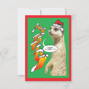 Christmas Meerkat Einladung Green X-Mas