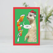 Christmas Meerkat Menu Green Einladung (Stehend Vorderseite)