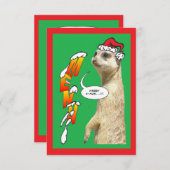 Christmas Meerkat Menu Green Einladung (Vorne/Hinten)