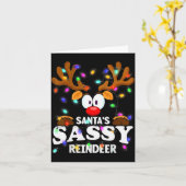 Christmas Men Women Santa's Sy Reindeer  Karte (Gelbe Blume)