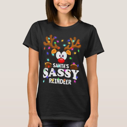 Christmas Men Women Santa's Sy Reindeer T-Shirt (Vorderseite)