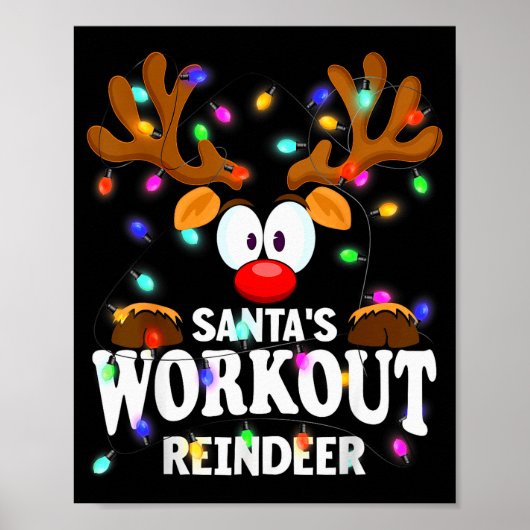 Christmas Men Women Santa's Workout Reindeer Poster (Vorne)