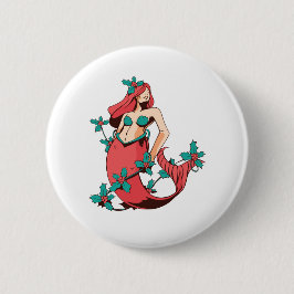Christmas Mermaid Button