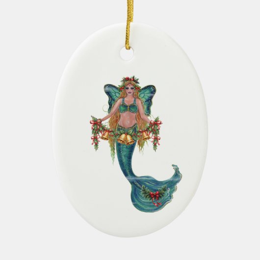 Christmas mermaid by Renee Lavoie Keramik Ornament (Vorne)
