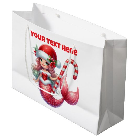 Christmas Mermaid-Geschenktasche Große Geschenktüte (Vorderseite Schrägansicht)