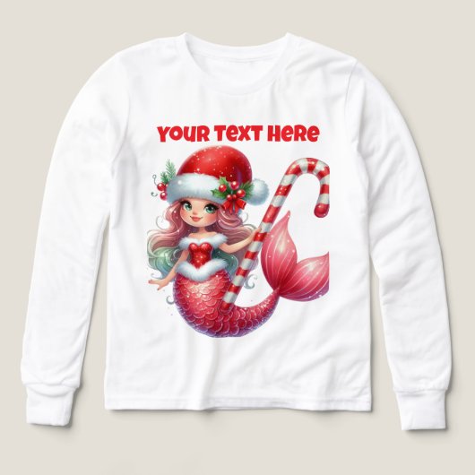 Christmas Mermaid Girls Long Sleeve Shirt (Design Vorderseite)