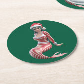 Christmas Mermaid Holiday Coaster Runder Pappuntersetzer (Angewinkelt)