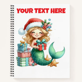 Christmas Mermaid Kids Journal - Personalisierter  Notizblock