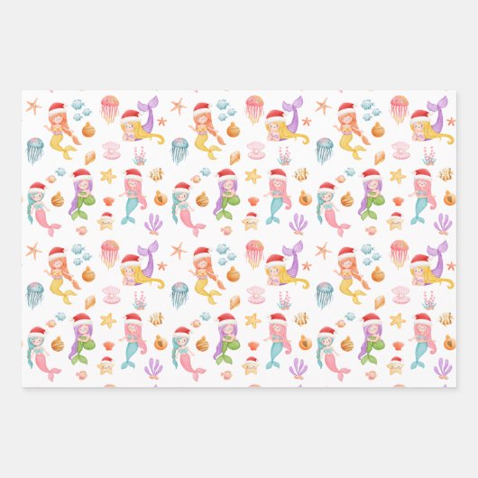 Christmas Mermaid Pattern Geschenkpapier Set (Vorderseite 2)