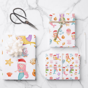 Christmas Mermaid Pattern Geschenkpapier Set