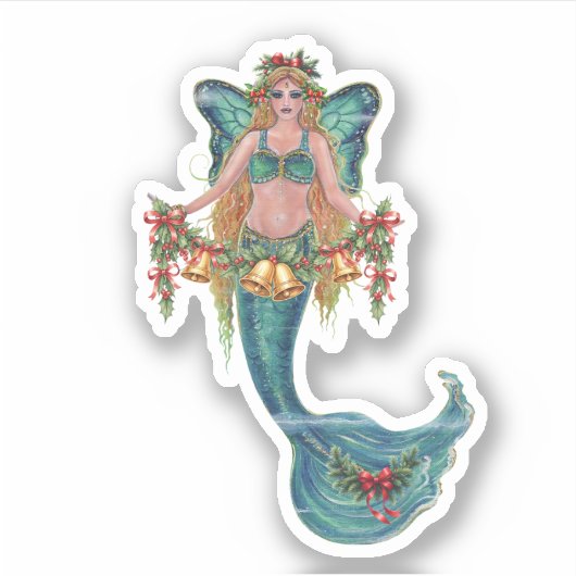 Christmas mermaid stickers by Renee Lavoie Aufkleber (Vorderseite)