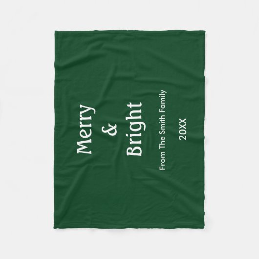 Christmas Merry And Bright Hunter Green Gift Decor Fleecedecke (Vorderseite)