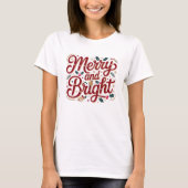 Christmas merry and bright pink red modern font T-Shirt (Vorderseite)