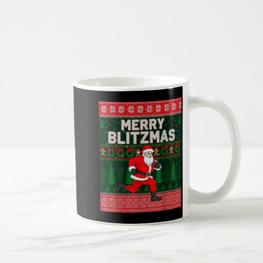 Christmas Merry Blitzmas Santa Football Ugly Sweat Kaffeetasse (Rechts)