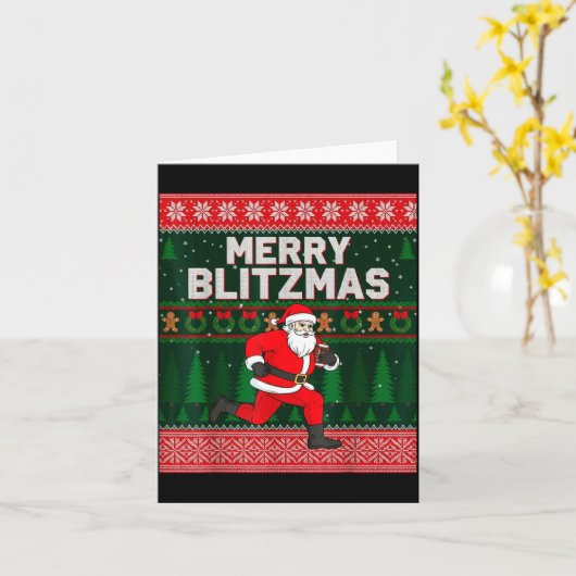 Christmas Merry Blitzmas Santa Football Ugly Sweat Karte (Gelbe Blume)