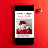 Christmas Merry Bright 4 Foto Holiday Birth Ankündigung