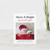 Christmas Merry Bright Foto Holiday Birth Ankündigung (Vorderseite)