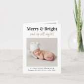 Christmas Merry Bright Foto Holiday Birth Ankündigung (Vorderseite)