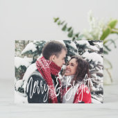 Christmas Merry & Bright Handwriting Foto Feiertagskarte (Stehend Vorderseite)