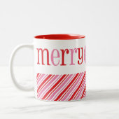 CHRISTMAS MERRY & BRIGHT niedliches, modernes rote Zweifarbige Tasse (Links)