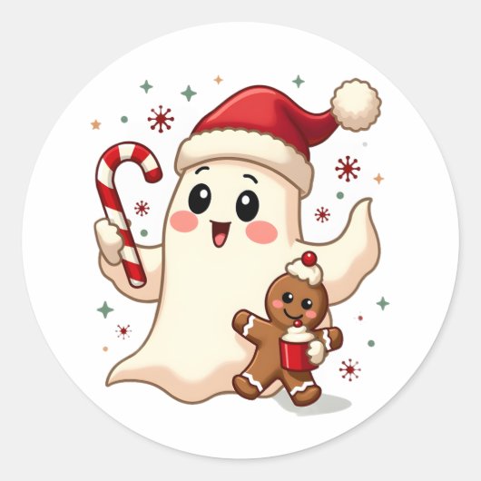 Christmas Merry Christmas For Gift Christmas Ghost Runder Aufkleber (Vorderseite)