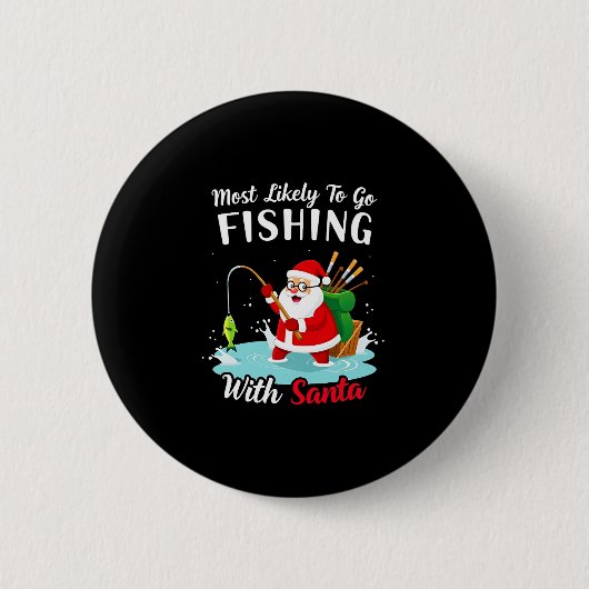 Christmas Merry Christmas For Gift Fishing Santa Button (Vorderseite)