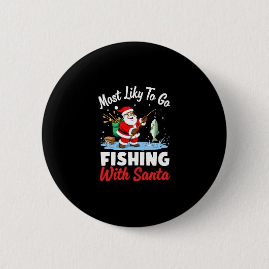 Christmas Merry Christmas For Gift Fishing Santa ( Button (Vorderseite)